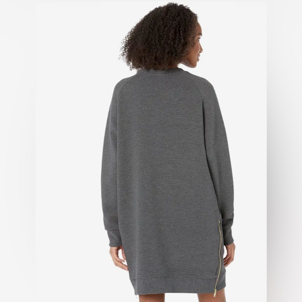 VARLEY Albret Long Sleeve Side Zipper Mini Dress Charcoal Marl Gray Sz Small - Picture 2 of 15